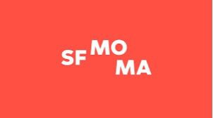 A red square with the word sf mo ma in white letters.